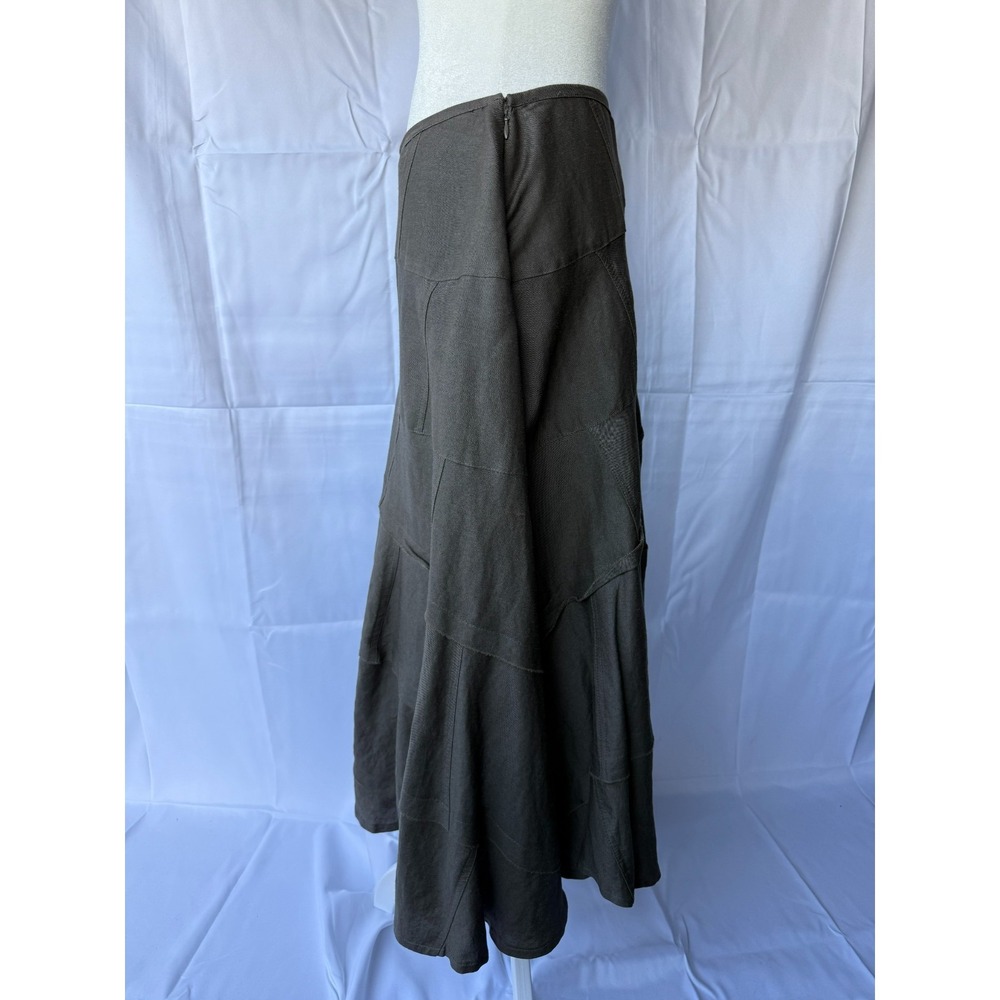 Sandro Sportswear Midi Skirt Brown Size 6‎ Patchwork Whimsygoth Boho Lagenlook - Picture 2 of 12